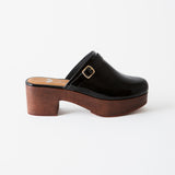 Abby Platform Clog Black Crinkle Patent