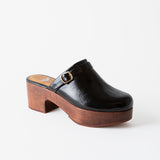Abby Platform Clog Black Crinkle Patent