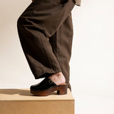 Abby Platform Clog Black Crinkle Patent