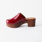 Abby Platform Clog Cherry Crinkle Patent