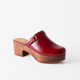 Abby Platform Clog Cherry Crinkle Patent