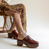 Abby Platform Clog Chocolate Crinkle Patent