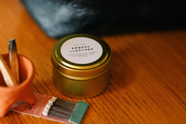 Embers + Leather Mini Tin Candle