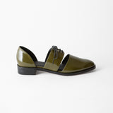 Carmen Oxford Olive Crinkle Patent
