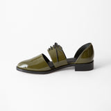 Carmen Oxford Olive Crinkle Patent