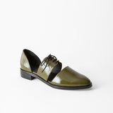 Carmen Oxford Olive Crinkle Patent