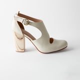 Luna Naya Block Heel Grained Ivory Nappa