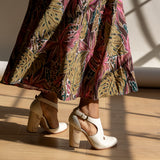 Luna Naya Block Heel Grained Ivory Nappa