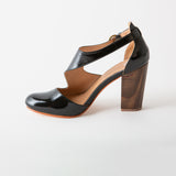 Luna Naya Block Heel Black Crinkle Patent