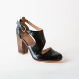 Luna Naya Block Heel Black Crinkle Patent