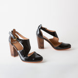 Luna Naya Block Heel Black Crinkle Patent