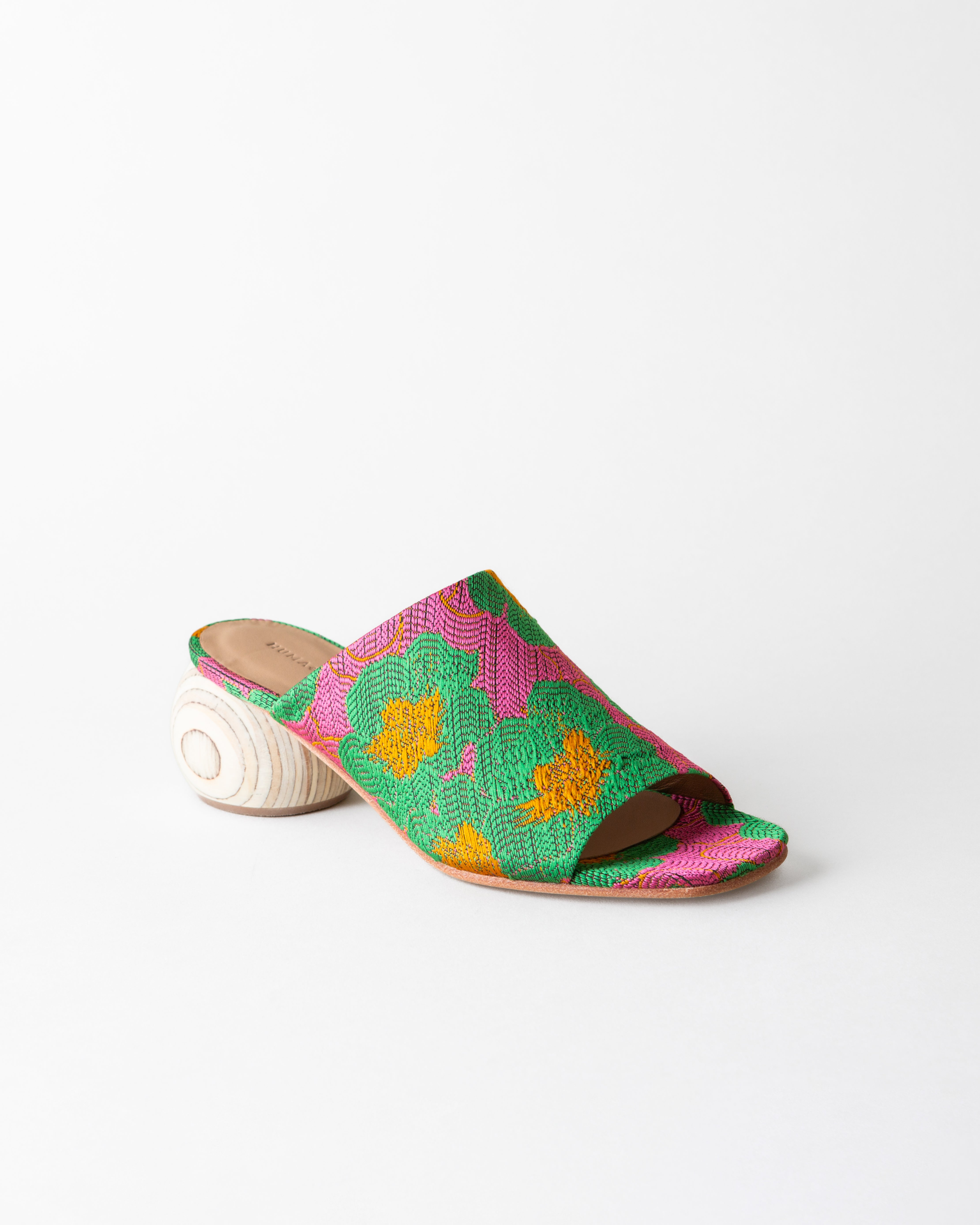 Colorful woven sandal on a white background