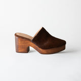 Sidney Platform Clog Chocolate Calf Hair