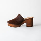 Sidney Platform Clog Chocolate Calf Hair