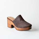 Sidney Platform Clog Chocolate Calf Hair