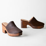 Sidney Platform Clog Chocolate Calf Hair