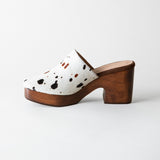 Sidney Platform Clog Splatter Print Calf Hair