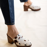 Sidney Platform Clog Splatter Print Calf Hair