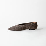 Zelda Pointed Toe Flat Ash Woven Suede